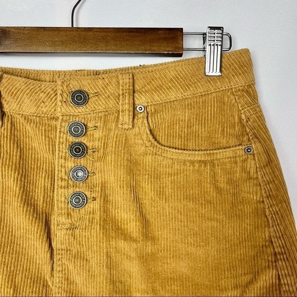 Indigo Rein Brown Corduroy Raw Hem Button Down Mini Skirt 7/27 - Picture 4 of 6